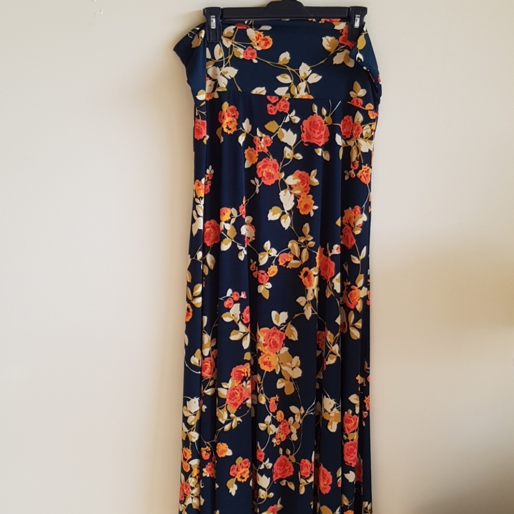 LuLaRoe Green Floral Maxi Skirt